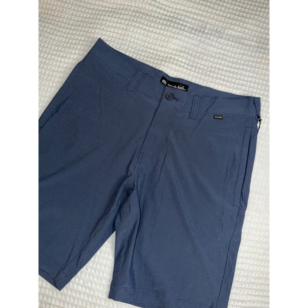 TravisMathew Carlsbad Shorts Mens 30 Blue Micro Stripe Stretch Performance Golf